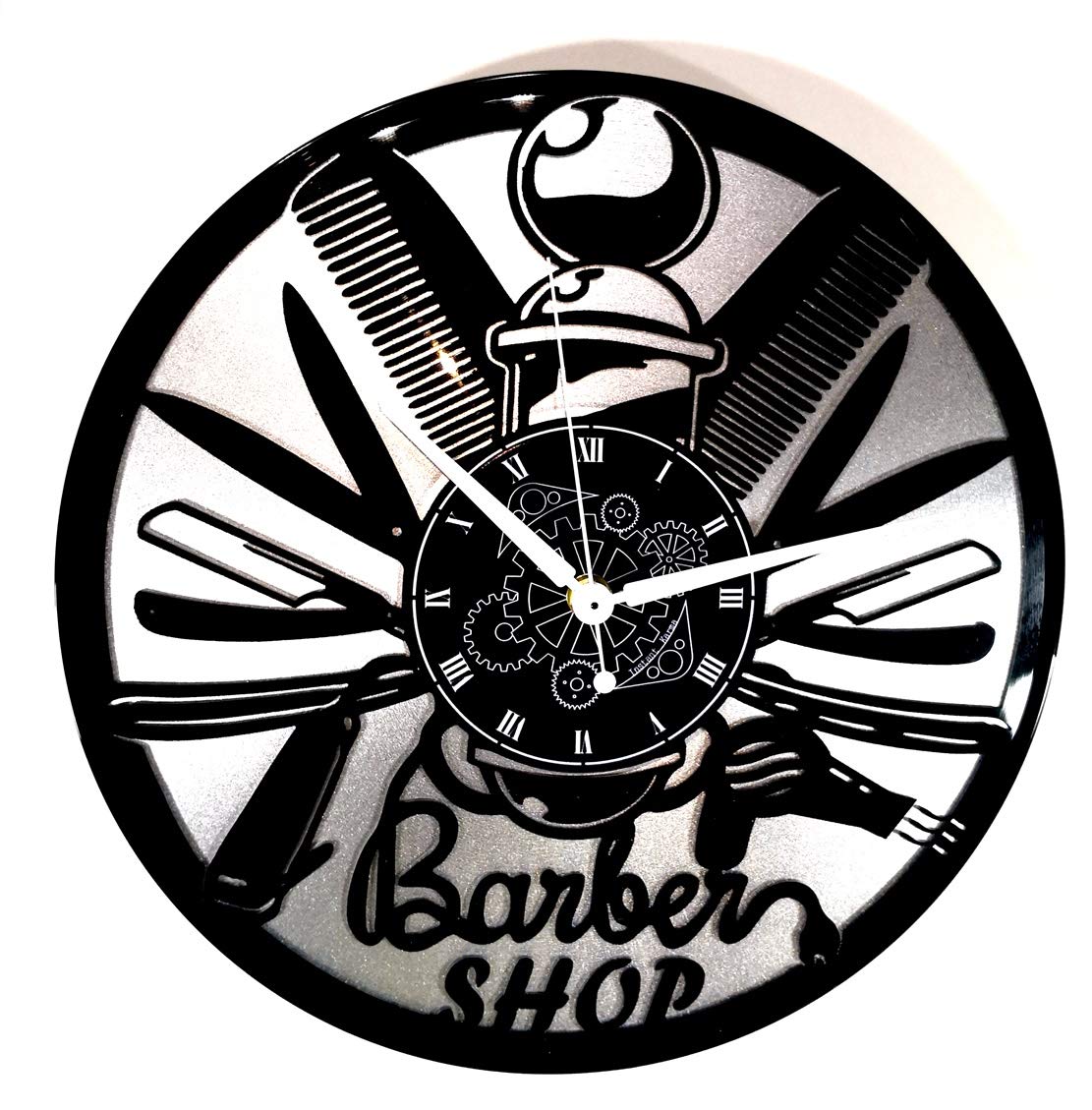 Instant Karma Clocks Double Vinyl Wall Clock for Hairdressers Shop Barber Beauty Salon Modern Design, Polyvinyl Chloride (PVC)