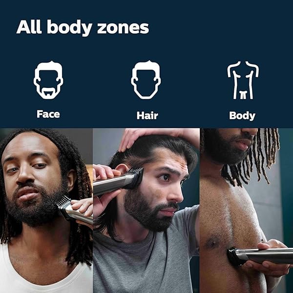 PHILIPS MULTIGROOM 7000 SERIES 21 PIECE BEARD TRIMMER FOR MEN, HAIR & BODY GROOMING KIT, PRECISION TRIMMING COMB WITH SELF-SHARPENING STEEL BLADES, ALL-IN-ONE TRIMMER, WATER RESISTANT