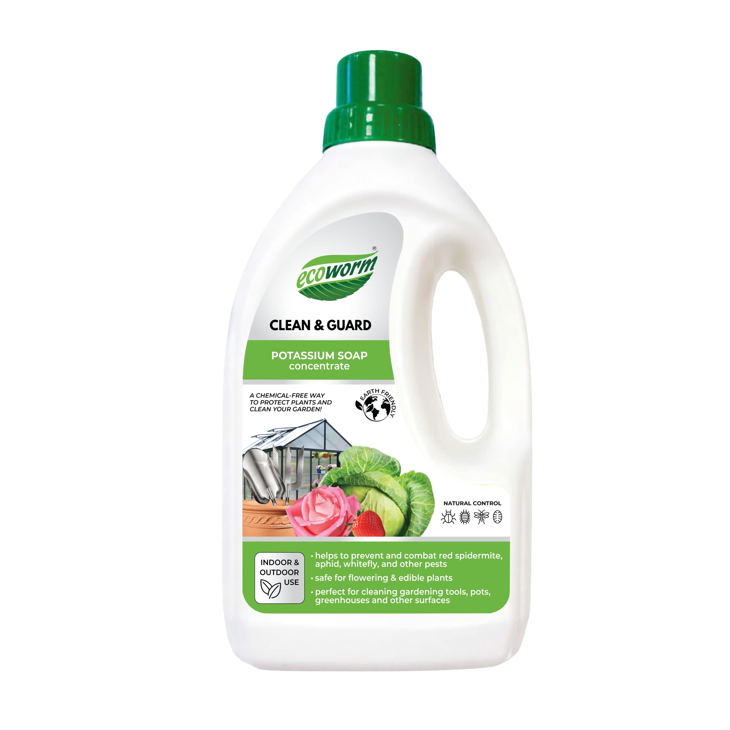 Ecoworm Potassium Soap Concentrate – Organic Horticultural Soap for Plants – Natural Bug Spray & Leaf Wash for Garden Tools & Surfaces (1 L Makes Many L)