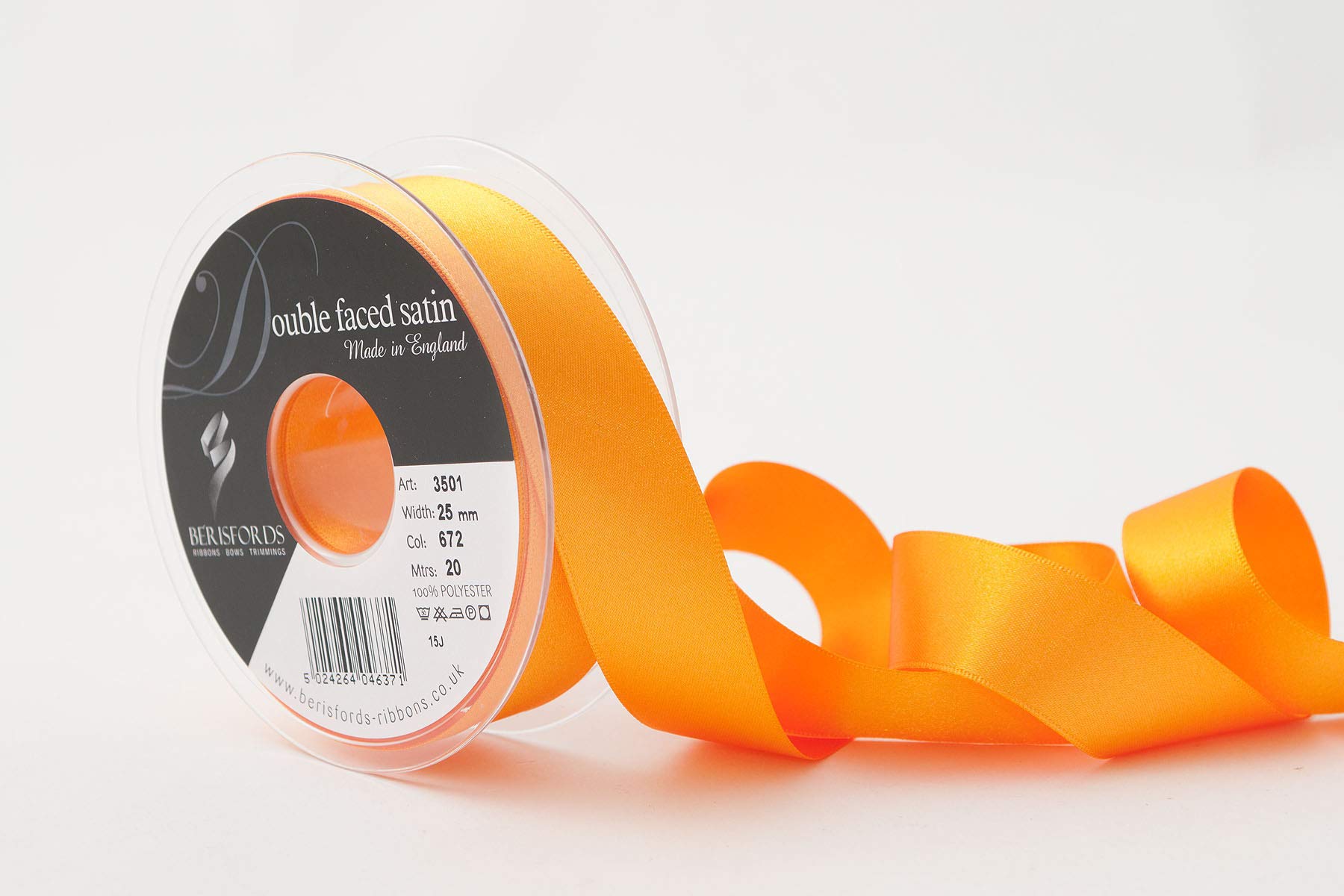 Berisfords Double FACE Poly Satin Ribbon, Marigold, 25 mm — image 1