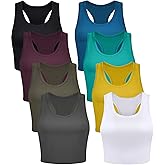 Geyoga 8 Pcs Women Basic Crop Tank Tops Sleeveless Racerback Crop Cotton Top