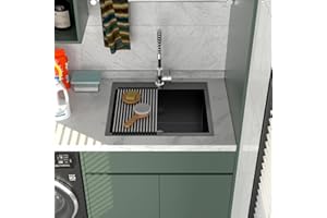 Logmey 22x22 Black Laundry Sink 22 Inch Drop In Laundry Room Utility Sinks 12 Inch Deep 16 Gauge Stainless Steel Utility Single Bowl Sinks 22x22x12