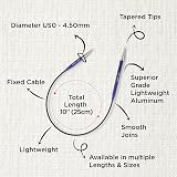 KnitPro Zing Fixed Circular Needles 10 inch 4.50mm Asymmetrical view 3