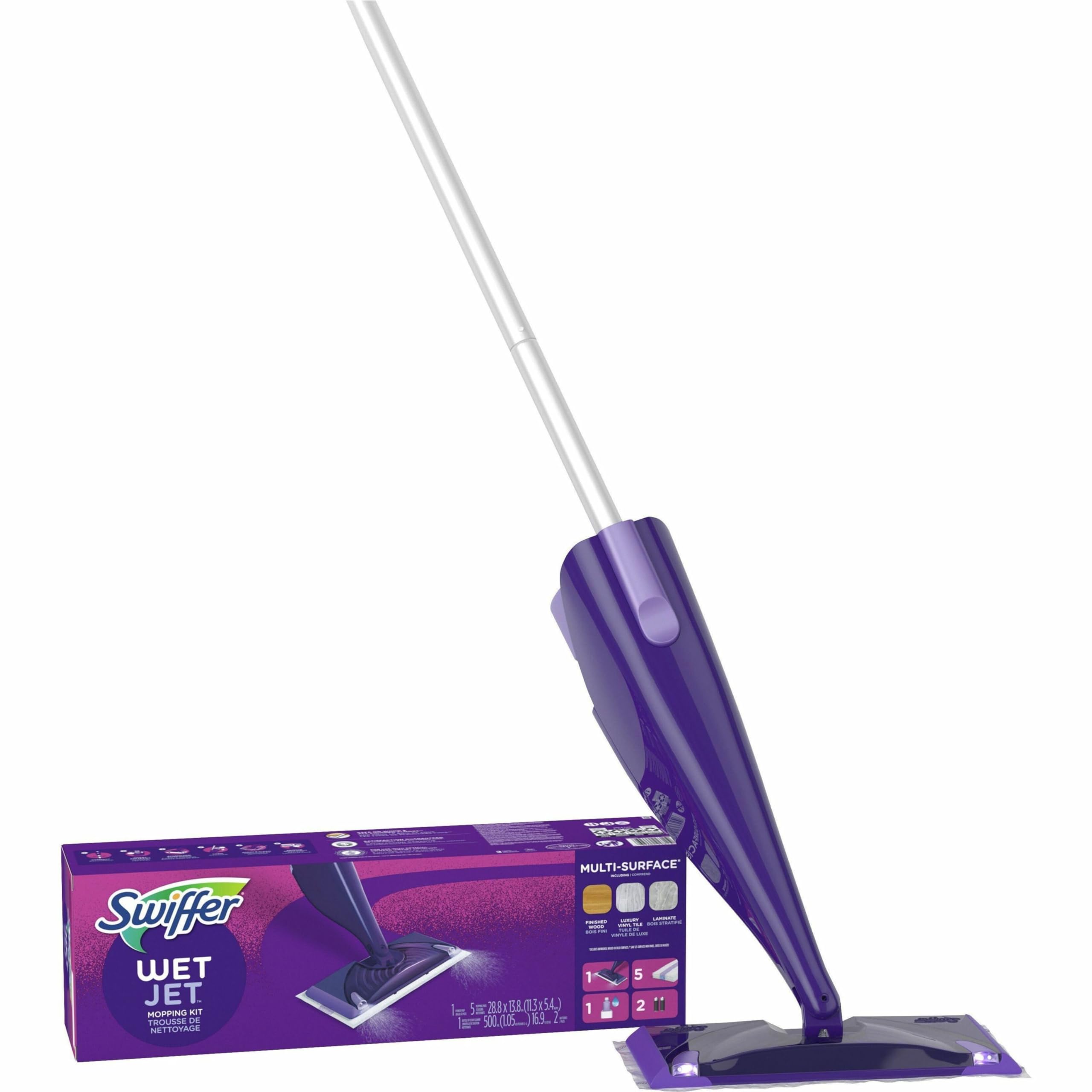Photo 1 of **MISSING PARTS**
Swiffer Wet Jet Mop, Floor Cleaner for Mopping Wood, Laminate, Tile in Home, Bathroom, Kitchen, All Purpose Multi-Surface Cleaning Set includes 1 Spray Mop, 5 Pads Refill, 1 Fresh Scent Solution