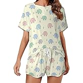 Dujiea Women's Pajamas Sets Short Sleeve Sleepwear, Lounge Wear Set Short-Sleeved Pjs And Shorts with Pockets S-5XL