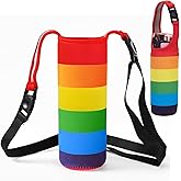 Aqltidiz Rainbow Water Bottle Pouch, Neoprene Water Bottle Holder with Adjustable Handle Strap, Gym Shoulder Bag for Men Women – Crossbody Sling Bag, Bike Cup Holder(Workout/Hiking/Travel)
