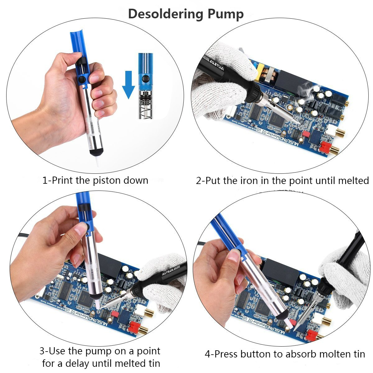 AUTSCA Fer à Souder Kit , Fer à Souder Set 220V 60W à Souder, Température Réglable, 5pcs Différents Conseils, Pompe à Dessouder, Titulaire, Pince à épiler Antistatique, Fil à Souder, ect