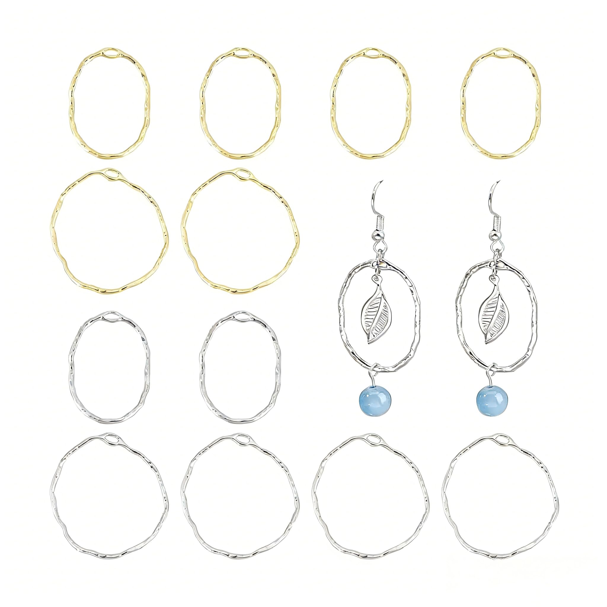 CHGCRAFT 64Pcs 2 Styles Oval Shape Open Back Bezel Pendants Hollow Frame Alloy Open Bezel Charm Resin Bezel Earring Frame Epoxy Resin Charms for DIY UV Resin Necklace Earring Jewellery Making, Gold