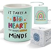 It Takes a Big Heart to Shape Little Minds Coffee Mug 11oz - Teacher Appreciation Gifts for Women Men, Retirement Birthday Thank You Christmas Gifts for Preschool Kindergarten Elementary Educators