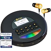 Nomad Portable CD Player, Discman with Headphones, FM Radio Bluetooth | Preloads Seconds of Music Preventing Skips, Delivers Lossless Audio Quality on the Go, Rechargeable Battery - Or
