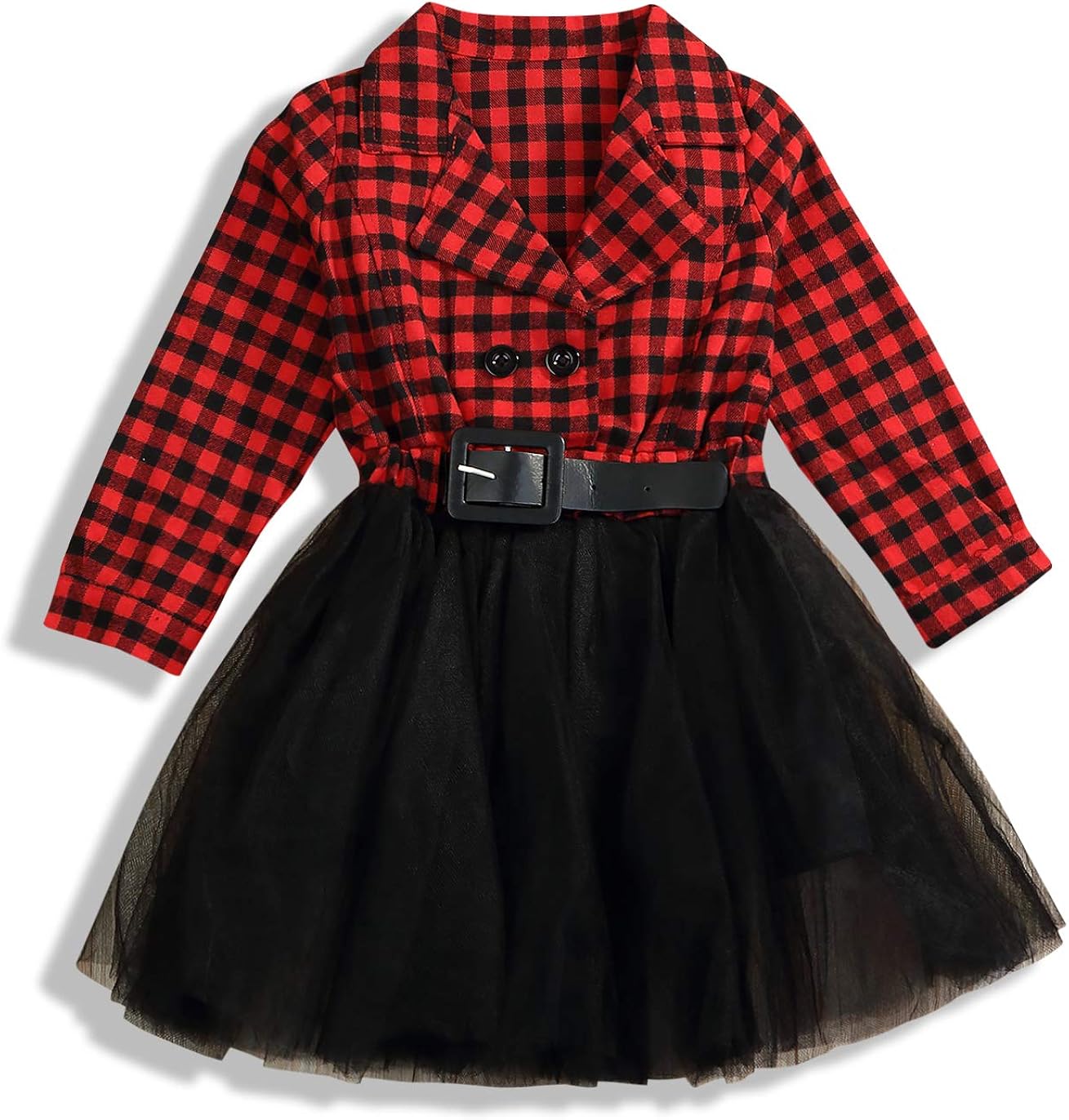 red and black plaid overall dress