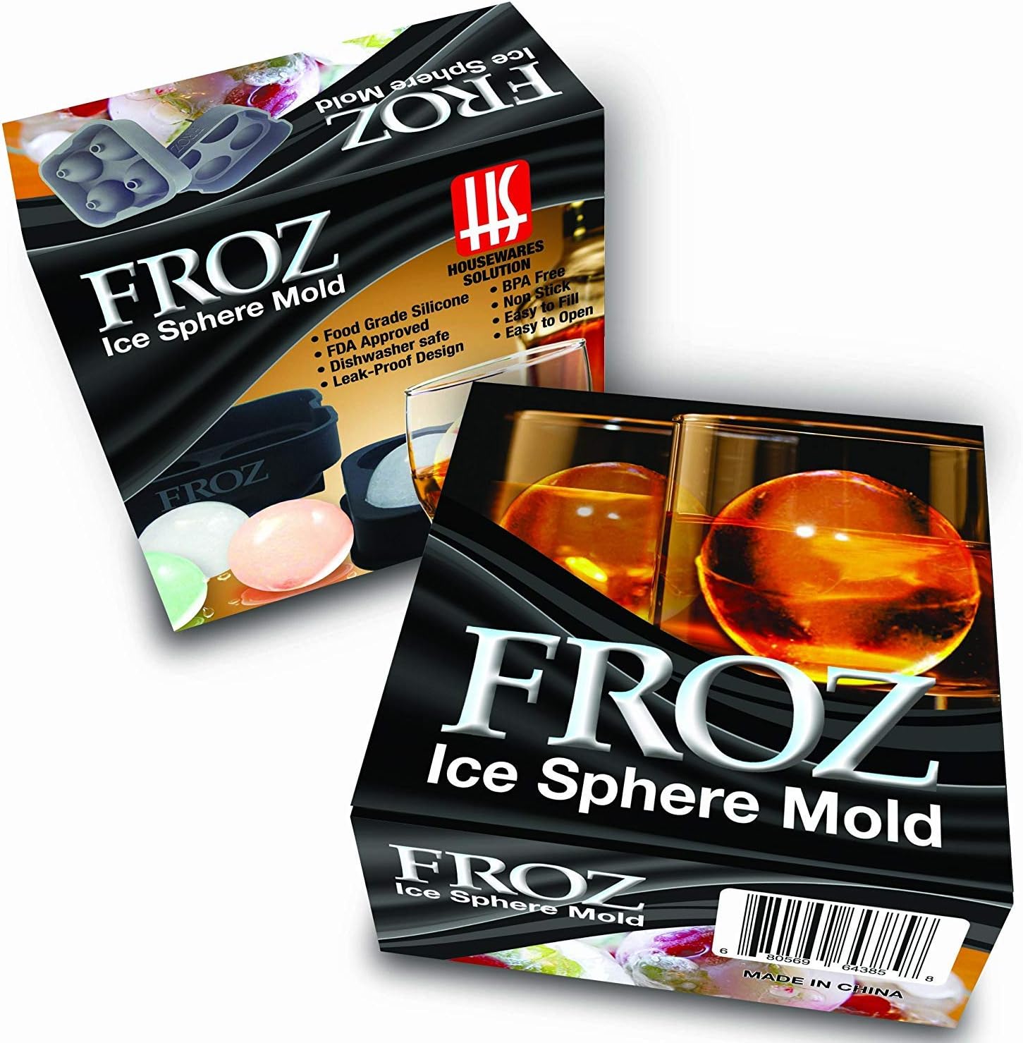 Housewares Solutions Froz Ice Ball Maker – Novelty Food-Grade Silicone Ice Mold Tray With 4 X 4.5cm Ball Capacity: Kitchen & Dining