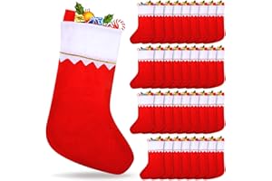 Wittocs 36 Pack Red Felt Christmas Stockings 15 Inch Fireplace Hanging Stockings Holiday Xmas Decoration Stocking for Christmas DIY Supplies