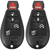 X AUTOHAUX 2pcs 433Mhz Keyless Entry Remote Car Key Fob for Jeep Grand Cherokee 2008-2010 for Commander 2008 2009 2010 5 Buttons with Door Key M3N5WY783X