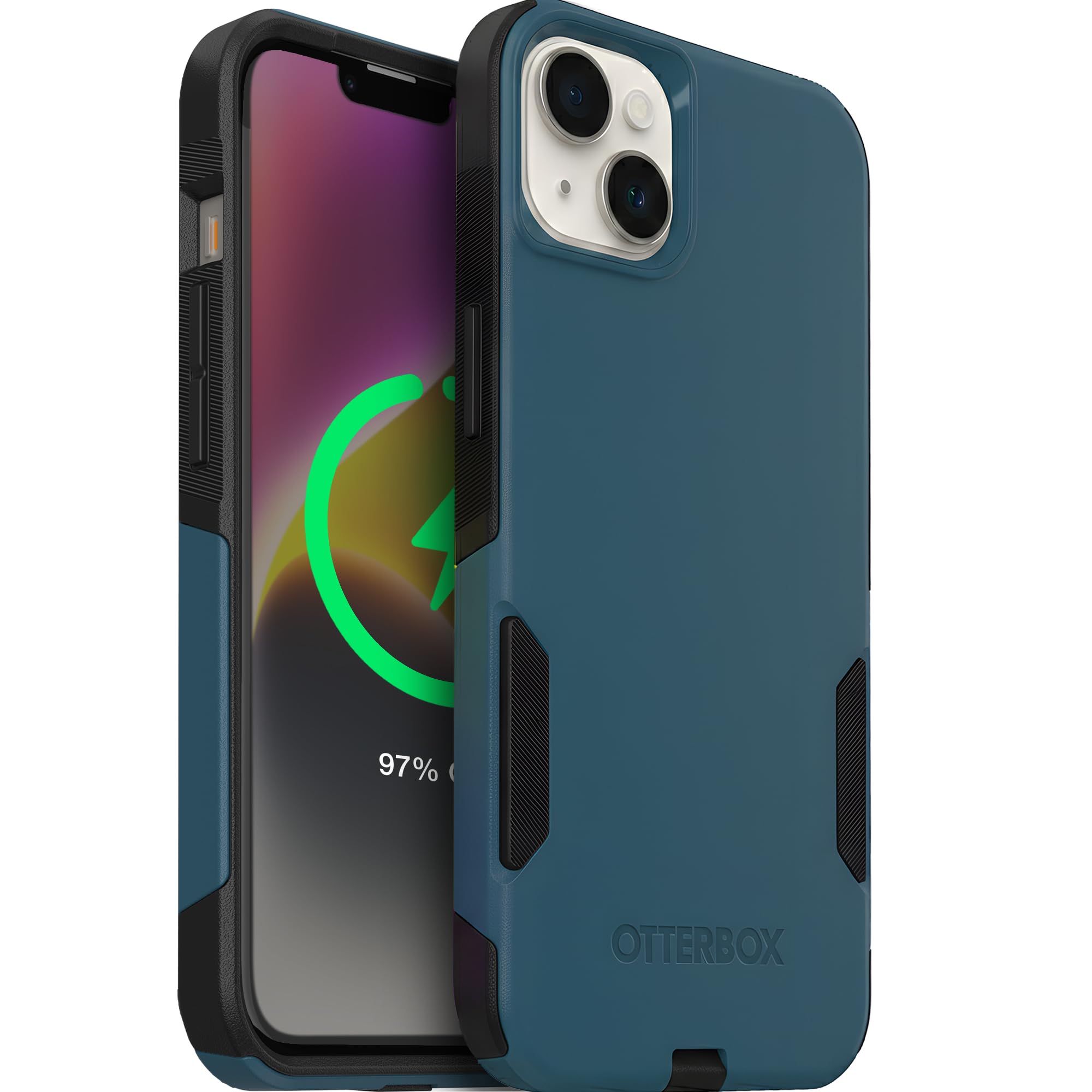 OtterBox iPhone 14 & iPhone 13 Commuter Series Case - Commuter Series Case -Thin, Dual-Layer, Pocket-Friendly, Port Cover - Blue/Black Image