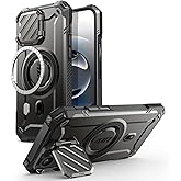 SUPCASE for iPhone 16e/15/14/13 Case with Camera Cover Stand (UBMag XT), [Compatible with MagSafe] [Built-in Kickstand] [Military-Grade Protection] Heavy Duty Magnetic Case for iPhone 16e 6.1", Black | with Camera Cover, Stand, Built-in Kickstand, Heavy Duty
