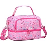 Chase Chic Lunch Bag for Girls, Insulated Reusable Large Cute Dual Lunch Bag Box Container for Kids Toddler School Daycare Pink Rainbow