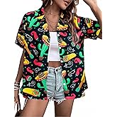 Cinco De Mayo Shirt Women Mexico Mexican Party Hawaiian Shirt Funny Button Down Shirt Short Sleeve Button Up Blouse Tops