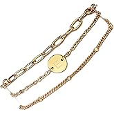 LDOWWGL Valentines Day Gifts - Gold Initial Bracelets for Women - 18K Gold Plated over Stainless Steel Letter Charm Bracelet with Layered A to Z Design - Birthday Christmas Jewelry Gifts