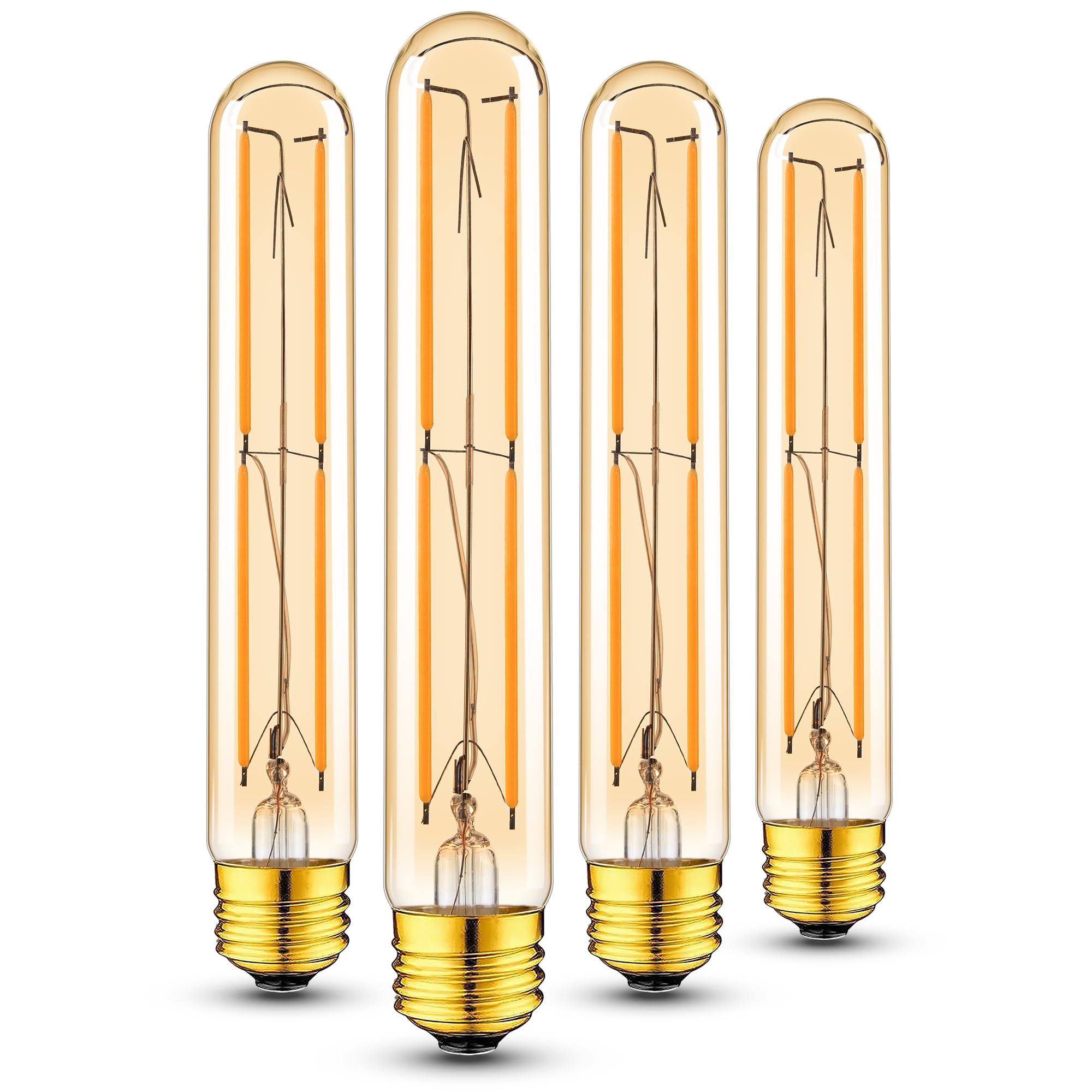 Photo 1 of Sphoon Tubular Light Bulb 7.3 Inch Dimmable T10 LED Bulb E26 6W 60 Watts Edison Bulbs Amber 2200K Warm White,185mm Long for Wall Sconces, Pendant, Livingroom, 4-Pack