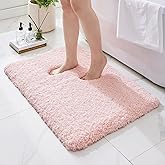 Ruggnovea Bathroom Rugs Non Slip Washable, Ultra Soft Thick Shaggy Absorbent Bath Mats, High Density Foam Latex Non Slip Backing Bath Rugs, Microfiber Bath Mats for Bathroom Floor&Sink,24x17,Pink