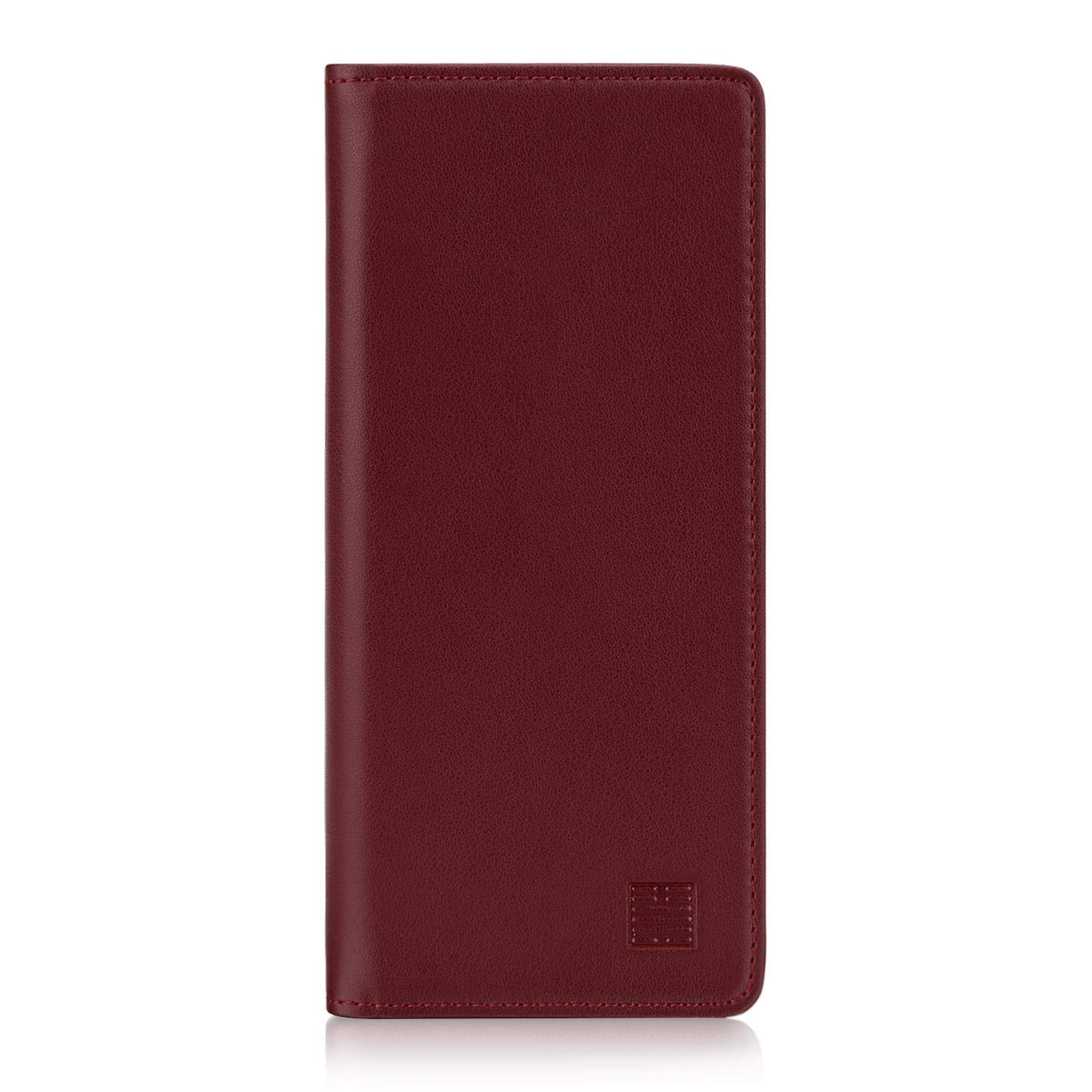 32nd Classic Series - Real Leather Book Wallet Flip Case Cover For Sony Xperia 5 (2019), Real Leather Design With Card Slot, Magnetic Closure and Built In Stand - Burgundy