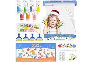 Funto Washable Finger Paint Set, Non Toxic Finger Paints for Toddlers Art Painting Supplies Gift for Baby, Include finger pai