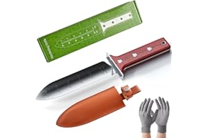AKAKD Gardening Hori Hori Garden Knife - Gardening Knife,Soil Kniver, Serrated Side Weeding,Digging,Garden Knives With Sheath,Full Tang Hori Hori
