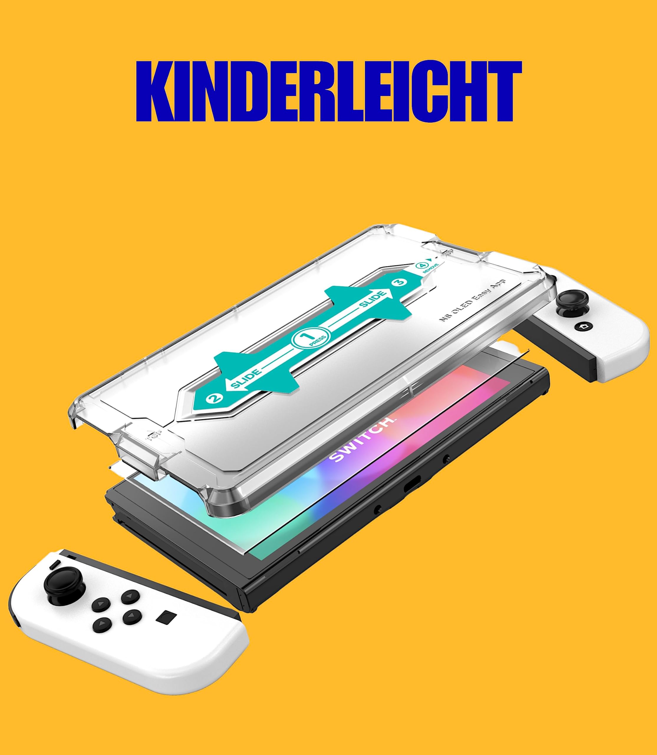 XeloTech Schutzglas für Nintendo Switch OLED mit Schablone zur Positionierung 2 Stück - Echter Dispalyschutz - Keine Folie aus Plastik - Echtes Glas - 7.0 Zoll 6