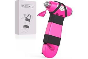 BOSTMUNY Car Safety Hammer Window Breaker, 3-in-1 Emergency Escape Tool with Seat Belt Cutter for Women, Cute Pink Safety Escape Hammer for Car, Family