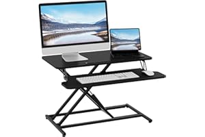 ERGOMAKER Standing Desk Converter, 32 x 16 inches Height Adjustable Quick Sit to Stand Up Desk Riser for Dual Monitor (Black 