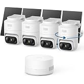 eufy Security eufyCam C37 4-Cam Kit, 360&deg; Pan&amp;Tilt Auto Tracking | Wireless Outdoor Camera, 2K Solar Powered, Human/Vehicle/Pet/Face AI Detection, No Subscription, Built-in 64GB Local Storage