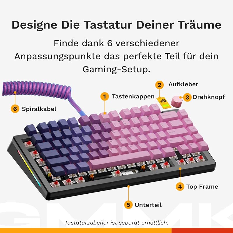 Gaming GMMK 3 PRO Barebones: tangentbordssats med vred, modulärt aluminiumhölje Och packningssystem, utbytbara brytare, 75% TKL, ljuddämpande skum, aluminiumplatta, ISO/EU - Svart