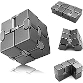 DOLASEV Metal Infinity Cube, Fidget Toys for Teens, Kids Fidget Toy, ADHD Fidget Toys for Adults with Anxiety, Desk Fidgets for Office for Adults (Grey)