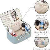 Wandering Nature Travel Makeup Bag with Brush Compartment Greyish Blue view 4