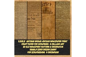 antique brown vintage newspaper print craft paper for scrapbook & collage art 20 old newsprint pattern 2 decorative double si