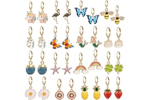 AIDSOTOU Girls Hypoallergenic Huggie Hoop Earrings with Charm Cute Small Dangle Hoop Earrings Set (10-20 Pairs)