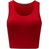 OThread & Co. Women's Basic Crop Tops Stretchy Casual Scoop Neck Sleeveless Crop Tank Top