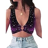 krtwrnt Women‘s Sparkly Festival Rave Outfits Sexy Concert Crop Top