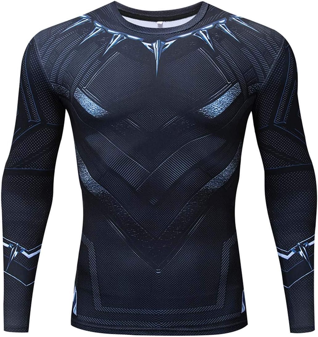YUNYIYIS Men's Cosplay Compression Sports Fitness Elastic T-Shirt Quick-Drying Running