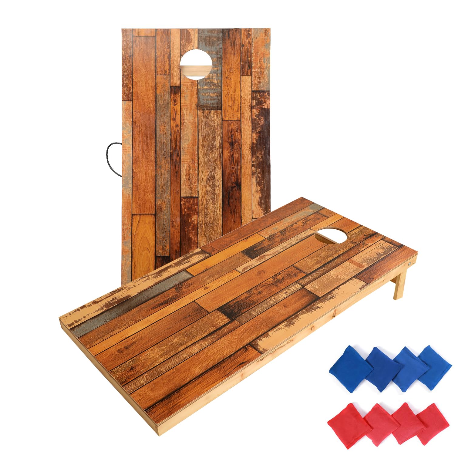 Photo 1 of TIANNBU Wood Cornhole Game Set Regulation 2 x 4 Feet Cornhole Board Bean Bags Toss Game, Official Cornhole Set All Weather Indoor Outdoor with 8 Bean Bags Perfect for Christmas Birthday Gift