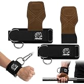 J Bryant Padded Lifting Straps with Detachable Leather Palm Grips | 7mm padded wrist cuffs; adjustable sliding D rings; detachable leather grips; fits cable machine deadlift workouts