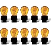 Rafeal Auto 3157A 3157NA Amber Turn Signal Bulbs, 10 Pack | Amber 12V P27/7W dual-filament bulbs for parking, side marker, turn signal and DRL; verify 3157A or 3157NA fitment.