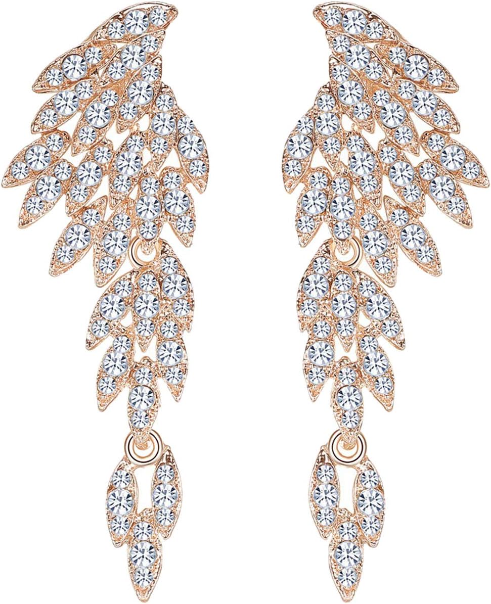 Minmin Gold/Silver Long Drop Earrings for Women Floral Shape Fashion Wedding Jewelry Bridal Crystal Dangle Earring Party