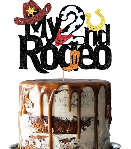 Cowboy Cake Topper For Boy Baby Shower My First Rodeo Birthday Party Decorations Western World Party Supplies Glitter Cowboy Horse Cake Decorations