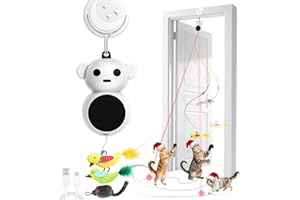 CATPICK JOY Interactive Cat Toys for Indoor Cats: 2 in 1 Laser Pointer Cat Toy with Automatic Flying Bird & Mouse Wand, Smart Motion Mode Adjustable Speed, USB Rechargeable Safe for Bored Kittens and Adult Cats