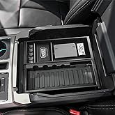 Center Console Organizer for Ford F150 2015-2020, 2017-2022 F250 F350 F450 | 2018-2024 Expedition Accessories, Insert Tray Armrest Storage Box, Full Console w/Bucket Seats ONLY, Black