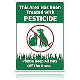 GLOBLELAND This Area Has Been Treated with Please Keep All Pets Off The Grass Sign, 10x12 inches 35 Mil Aluminum Grass Yard Sign, UV Protected and Waterproof