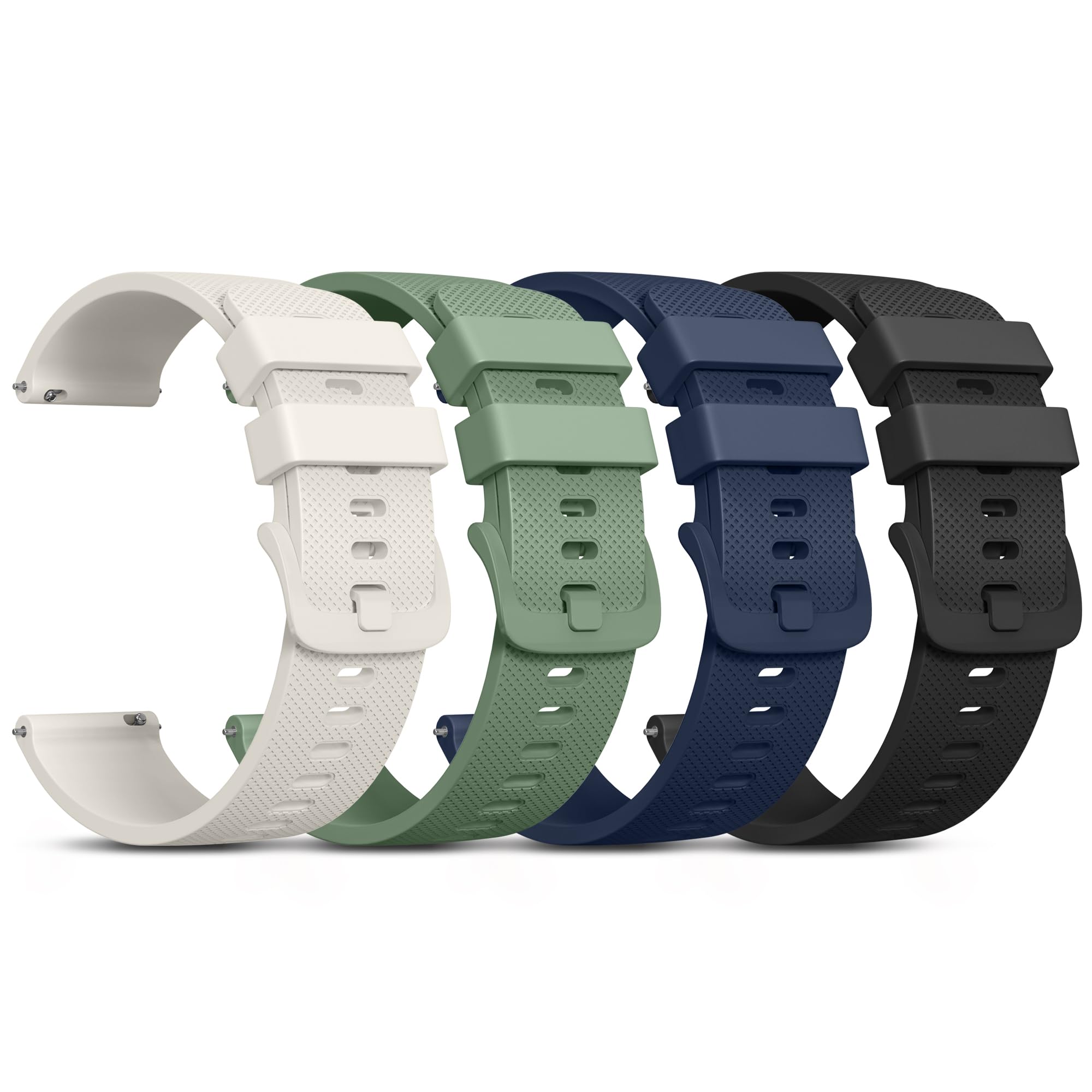 Vanjua 20mm Watch Bands Quick Release Replacement Wristband, 4 Pack Soft Silicone Waterproof Sport Straps Band for Men Women