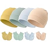 Newborn Baby Hats and Mittens Set for Unisex Infant Toddler Soft Beanie Hat Newborn Hospital Hats for Boys Girls 0-6 Months